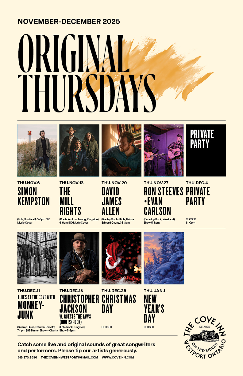 Original Thursdays: David James Allen @ The Cove Inn Nov 20 2025 - Jun 14th @ The Cove Inn