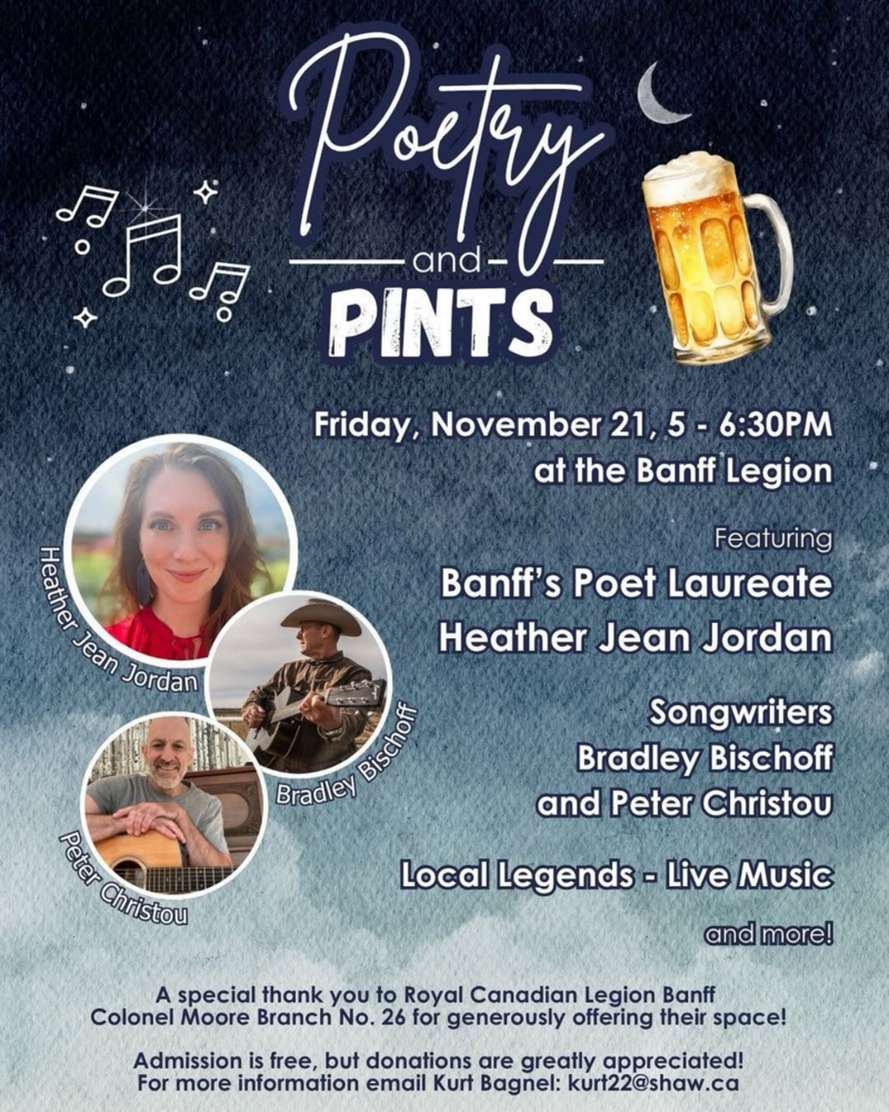 🎤Poetry and Pints is returning! 🍻 @ Banff Legion - Nov 21, 2025