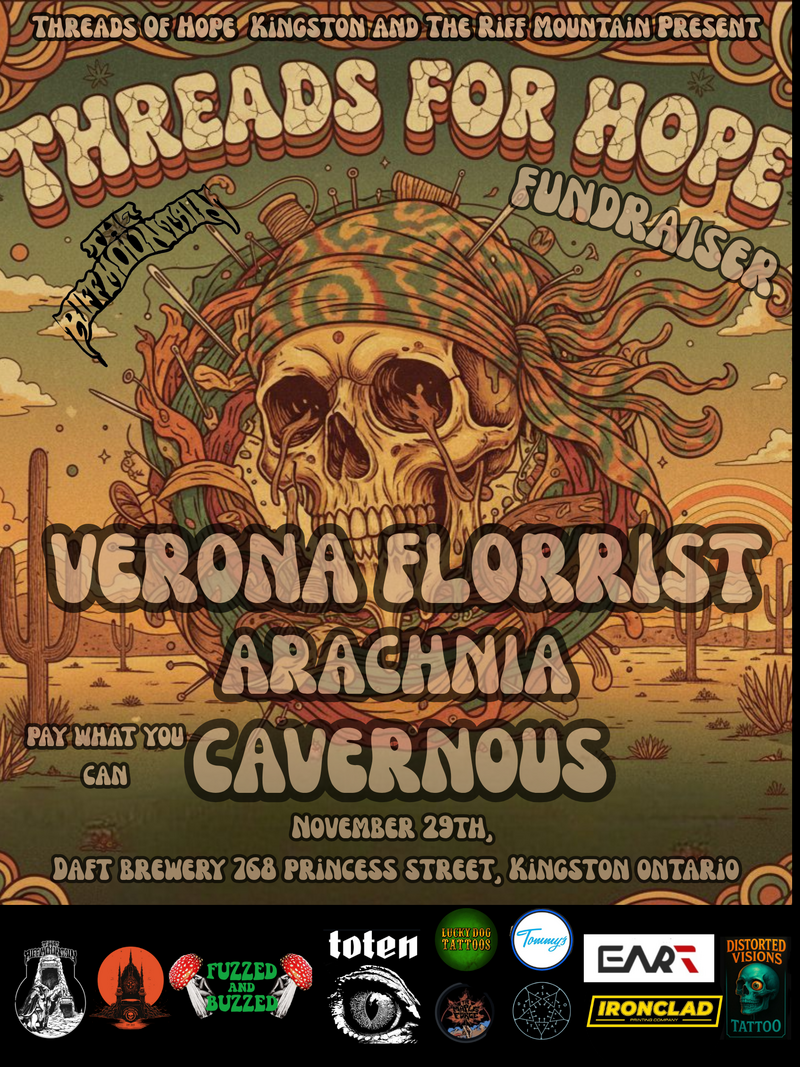 THREADS FOR HOPE FUNDRAISER: Arachnia, verona florrist , Cavernous  @ Daft Brewing Nov 29 2025 - Jun 1st @ Daft Brewing