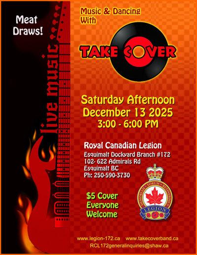 Take Cover Band Afternoon Music - May 6th @ Esquimalt Legion
