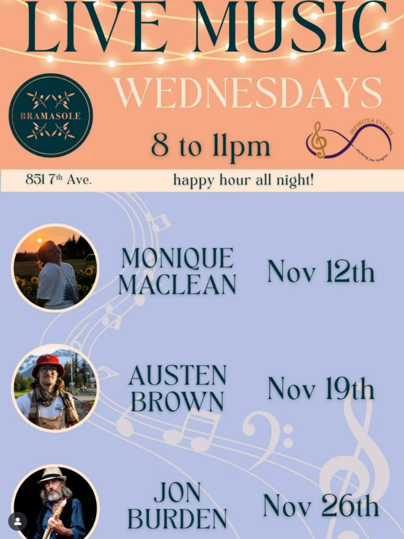 Live music Wednesdays @ Bramasole: Oh November - May 1st @ Bramasole Restaurant