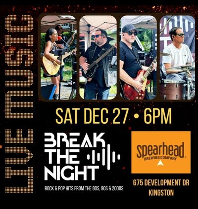 Break The Night @ Spearhead Brewery Dec 27 2025 - May 14th @ Spearhead Brewery