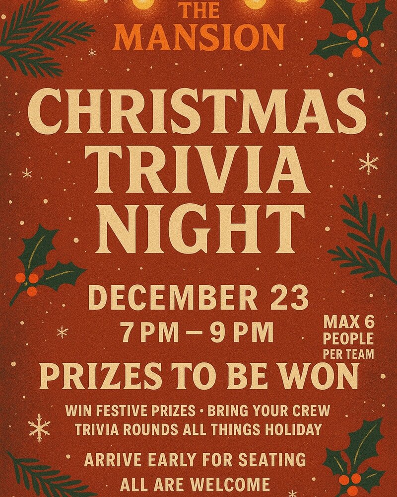 Christmas Trivia Night - Jun 2nd @ The Mansion