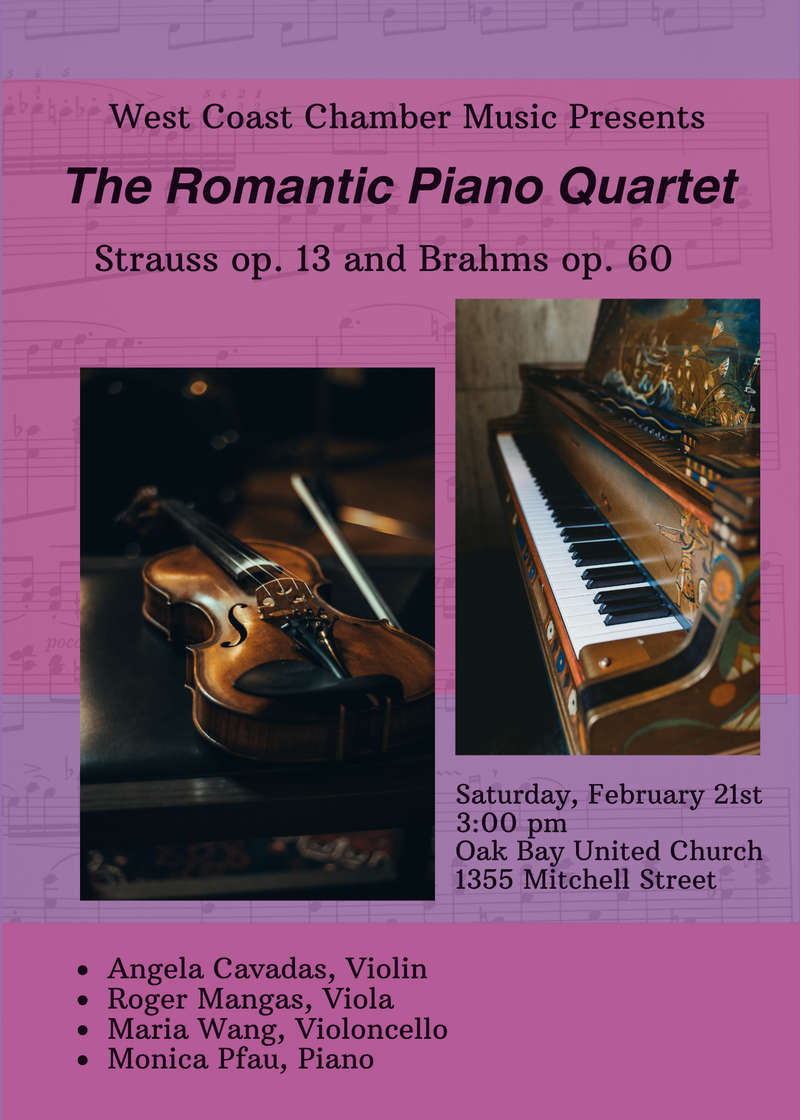 "The Romantic Piano Quartet" - May 7th @ Oak Bay United Church