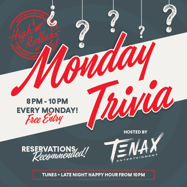 Monday Night TRIVIA WITH TENAX 💿 - May 12th @ High Rollers