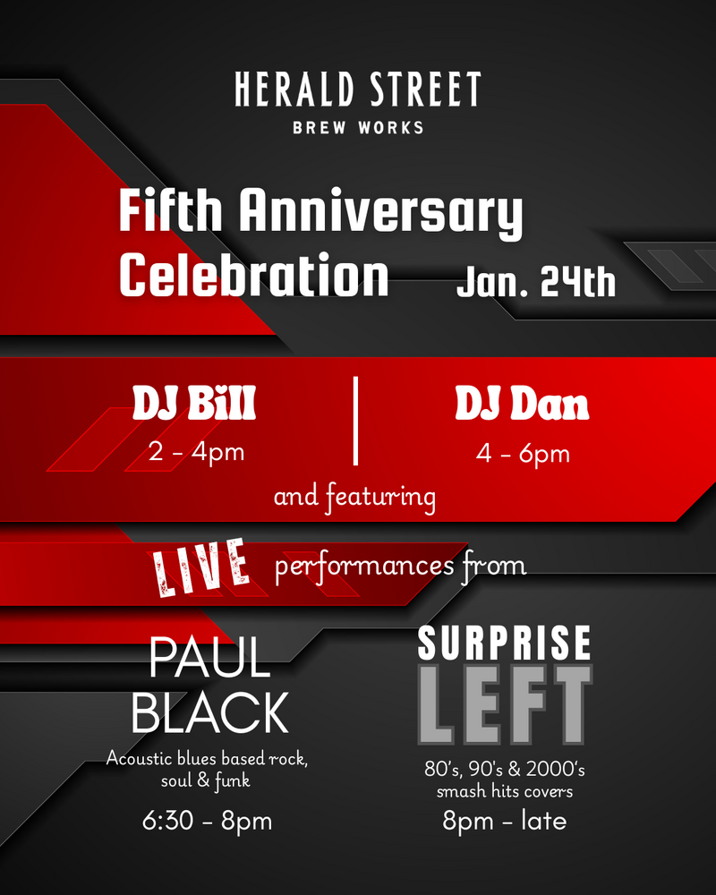 Herald Street Brew Works 5th Anniversary - May 6th @ Herald Street Brew Works