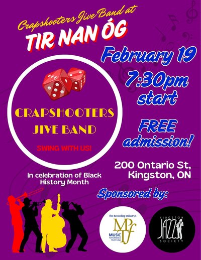 Crapshooters Jive Band @ Tir Nan &Oacute;g Feb 19 2026 - May 6th @ Tir Nan &Oacute;g