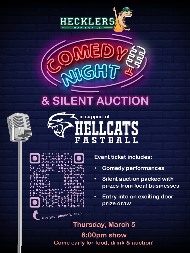 Hellcats Comedy Night & Silent Auction Fundraiser - May 7th @ Heckler's Bar & Grill