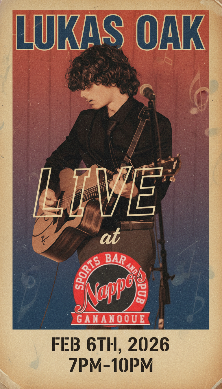 Lukas Oak @ Nappo's Sports Bar & Pub Feb 6 2026 - May 13th @ Nappo's Sports Bar & Pub