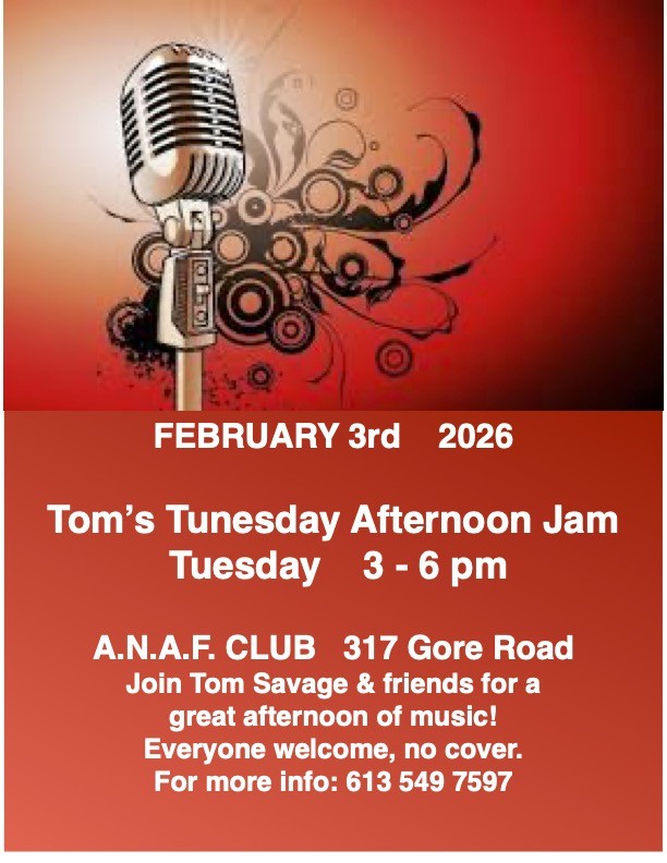 Tom's Tuesday Afternoon Music Jam - May 4th @ Army Navy Air Force (ANAF) Unit 377