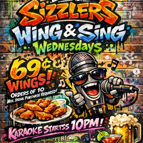 🎤 WING AND SING WEDNESDAY 🎵 - May 6th @ Sizzlers