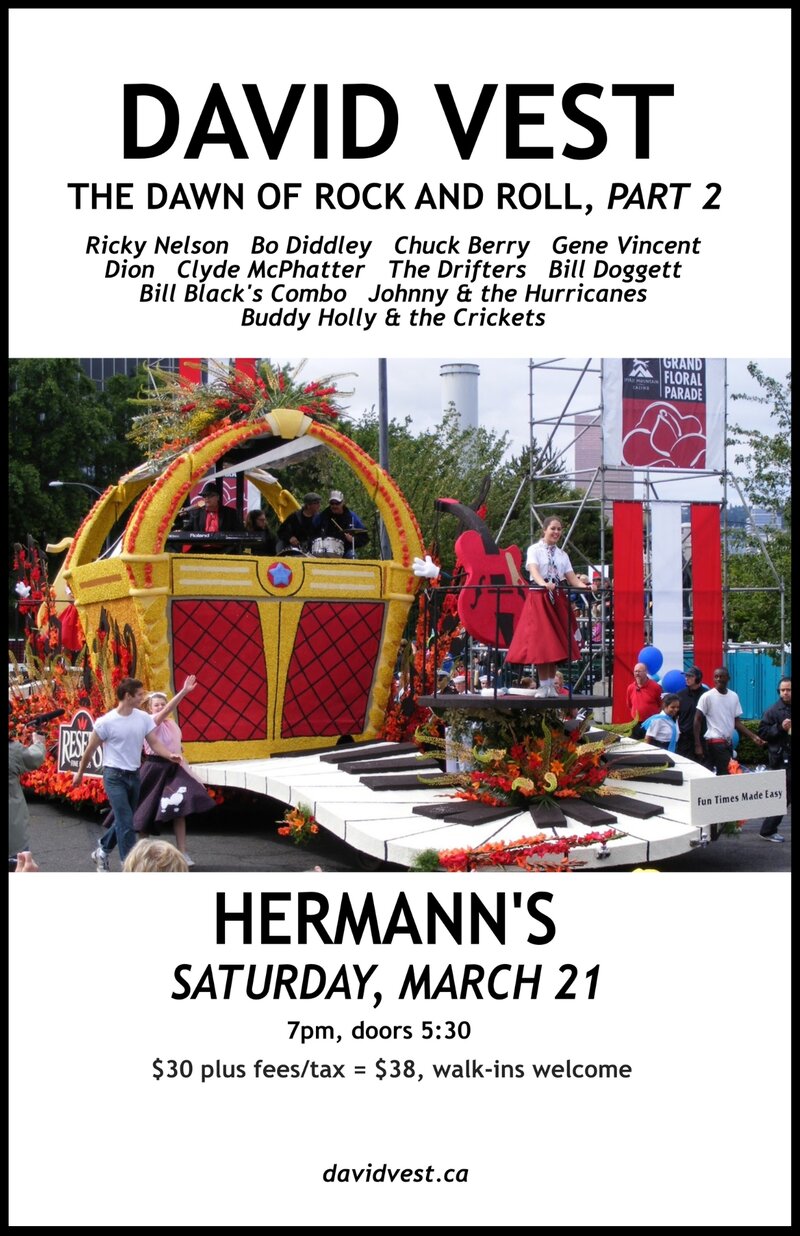 David Vest | The Dawn of Rock and Roll, Part 2 - Jun 3rd @ Hermann's Jazz Club