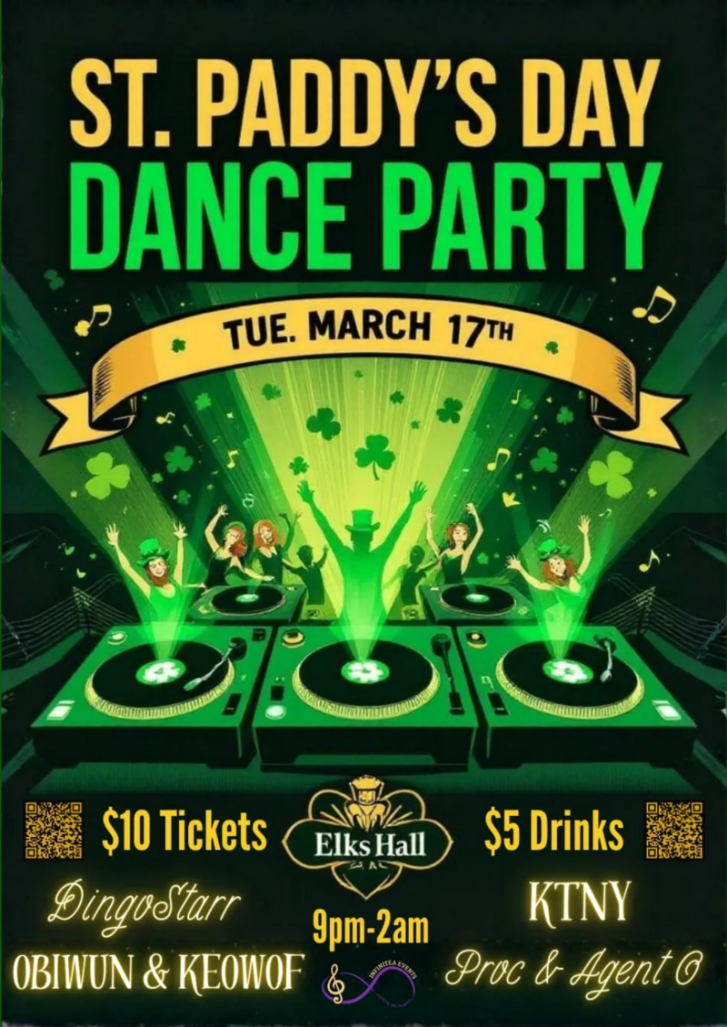 St. Paddy's Day Dance Party - May 25th @ Elks Hall