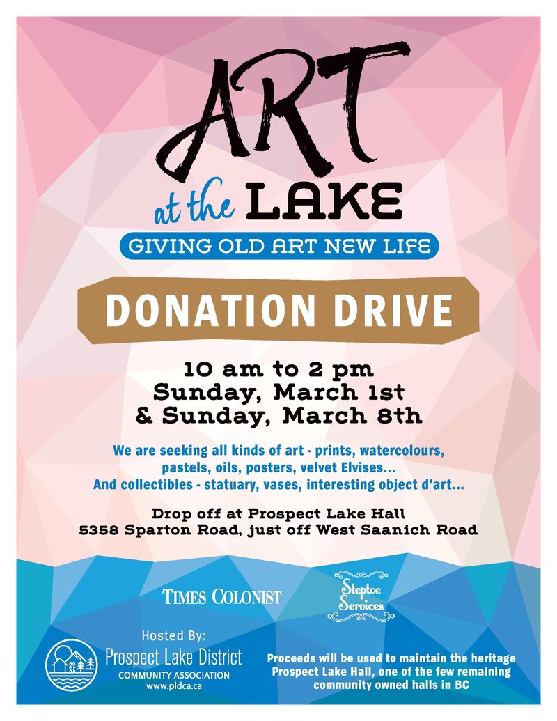 Art at the Lake Used Art & Collectibles Donation Drive @ Prospect Lake Hall, 5358 Sparton Road - Mar 01, 2026