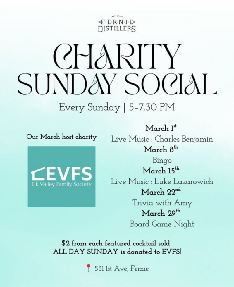 Charity Sunday Social: Trivia with Amy - May 6th @ Fernie Distillers