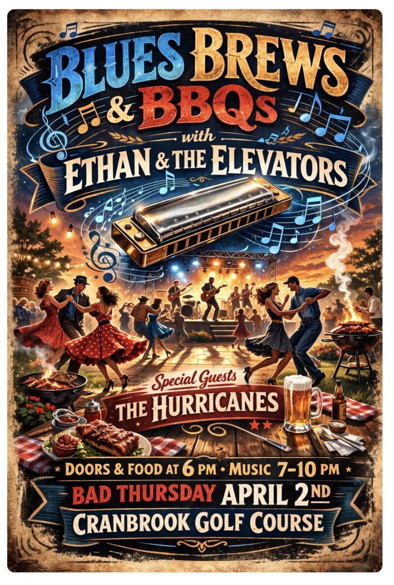Bad Thursday Blues, Brews, and BBQs w Ethan Askey & The Elevators plus The Hurricanes @ Cranbrook Golf Club - Apr 02, 2026
