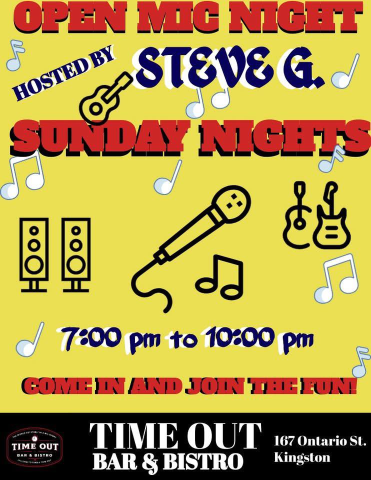 Open Mic: Steve G @ Time Out Bar & Bistro Mar 15 2026 - May 2nd @ Time Out Bar & Bistro