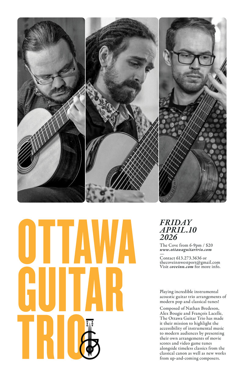 Ottawa Guitar Trio @ The Cove Inn Apr 10 2026 - May 19th @ The Cove Inn