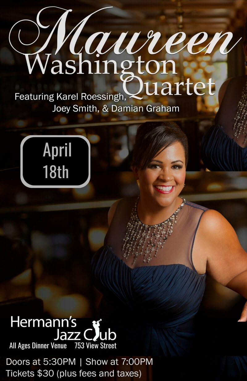 Maureen Washington Quartet @ Hermann's Jazz Club Apr 18 2026 - May 7th @ Hermann's Jazz Club