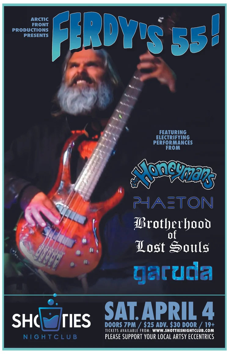 FERDYS 55TH LEGENDARY ROCK BIRTHDAY BASH - Apr 30th @ Shotties Nightclub