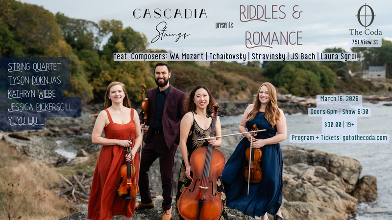 Cascadia Strings at The CODA: Riddles & Romance @ The Coda - Mar 16, 2026