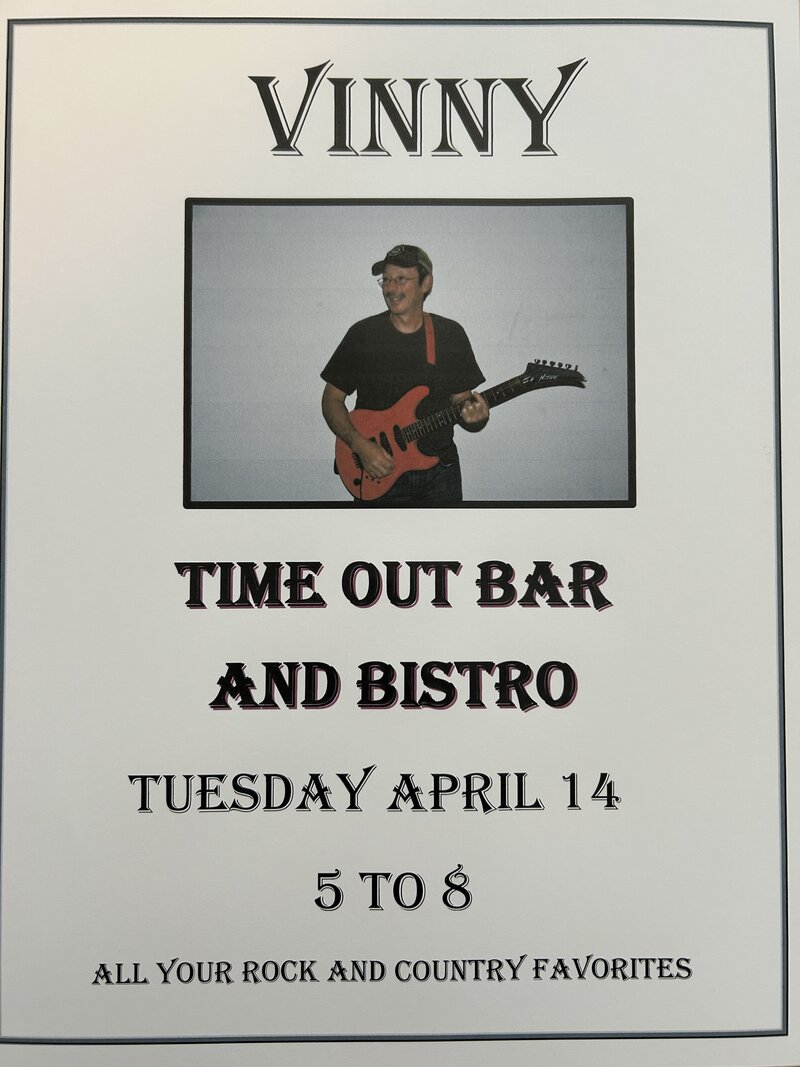 Vincent Mosier @ Time Out Bar & Bistro Apr 14 2026 - May 1st @ Time Out Bar & Bistro