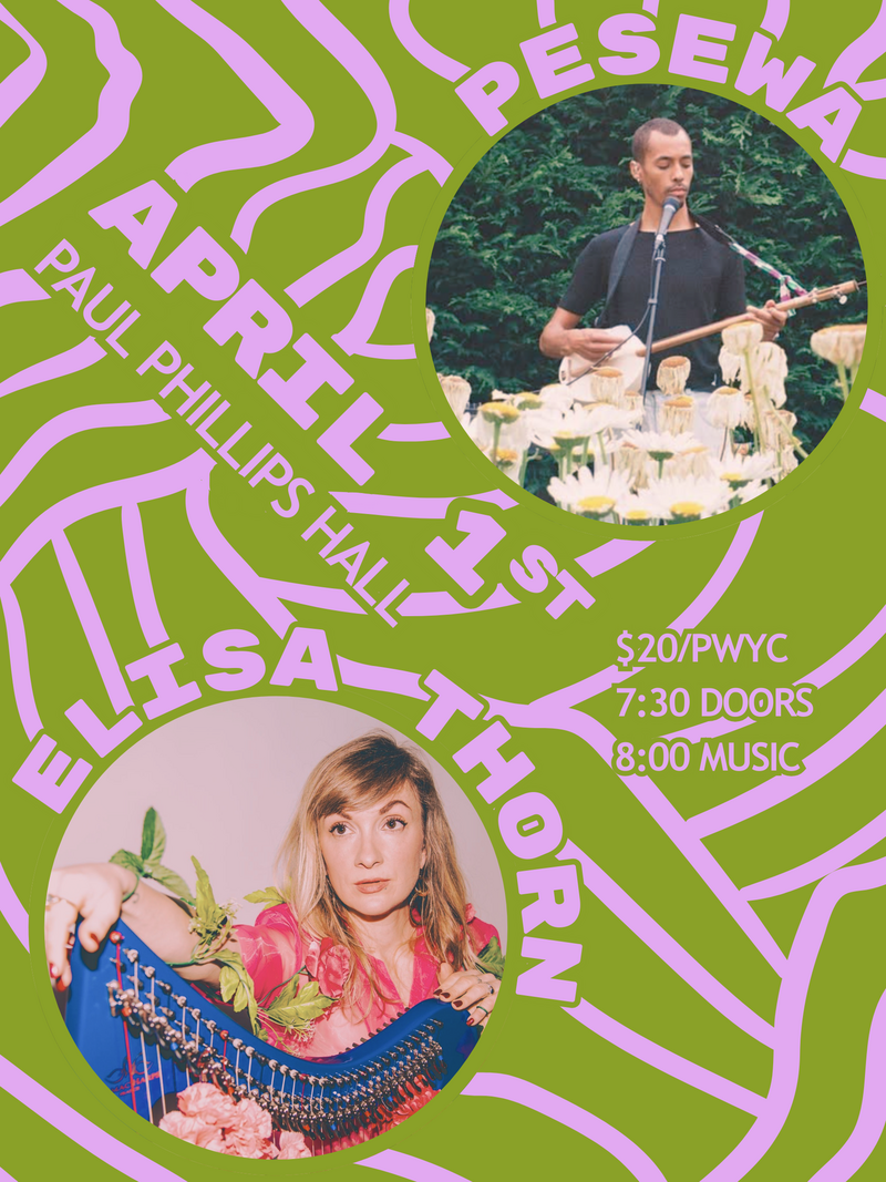 Elisa Thorn + Pesewa: Elisa Thorn, Pesewa @ Paul Phillips Hall (Little Fernwood) Apr 1 2026 - May 11th @ Paul Phillips Hall (Little Fernwood)