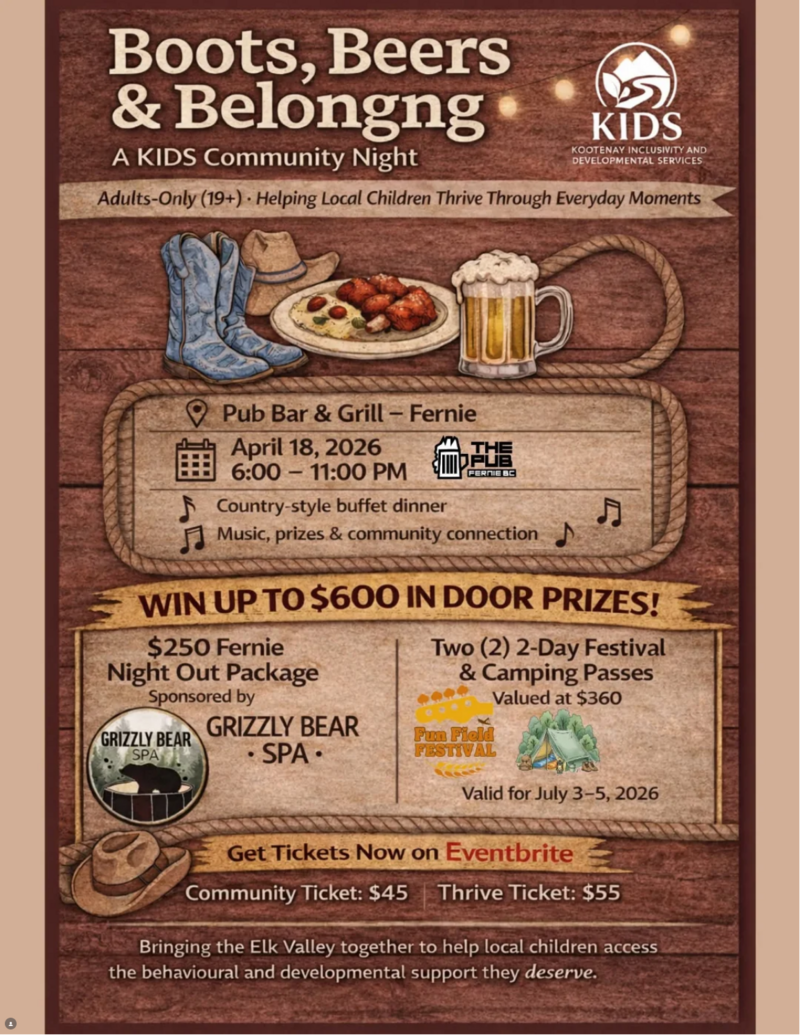 Boots, Beers & Belonging: A KIDS Community Night @ The Pub - Apr 18, 2026