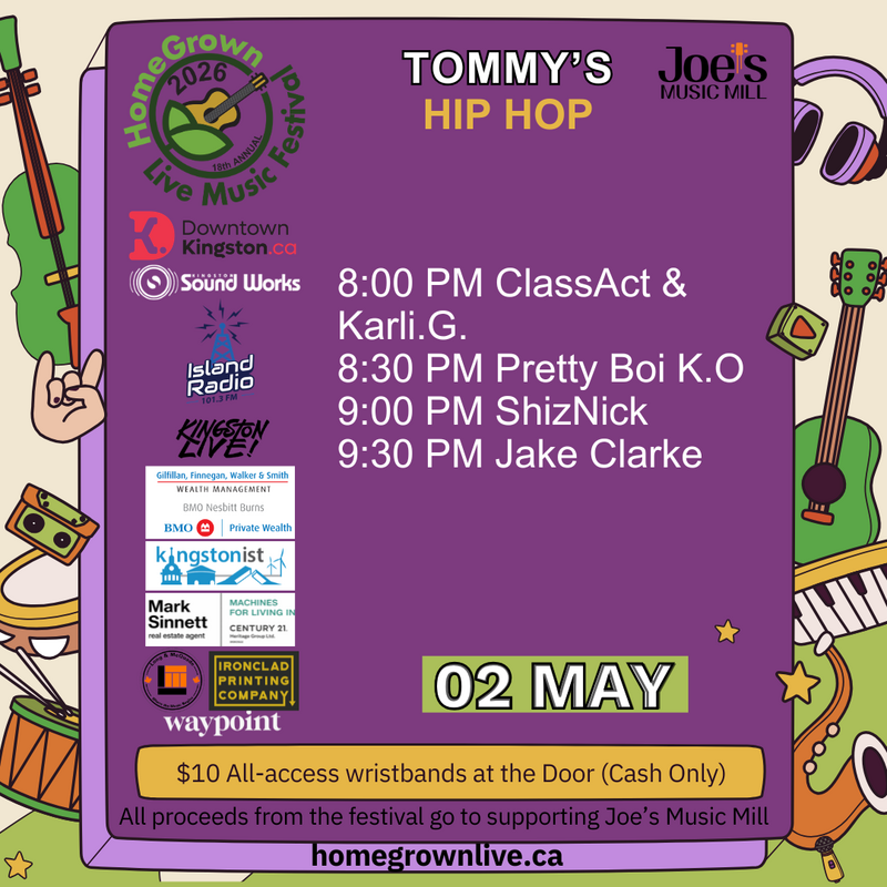 HomeGrown Live Music Festival: ClassAct & Karli G., Pretty Boi K.O., ShizNick, Jake Clarke  @ Tommy's May 2 2026 - May 6th @ Tommy's