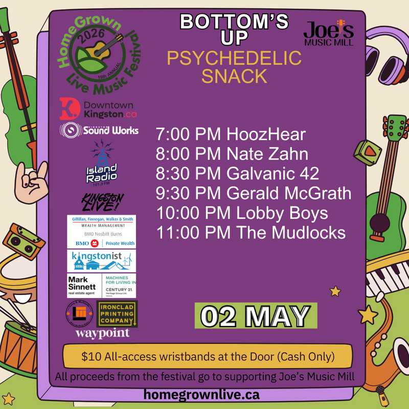 HomeGrown Live Music Festival: HoozHear?, Nate Zahn, Galvanic 42, Gerald McGrath, Lobby Boys, The Mudlocks @ Bottoms Up Lounge & Club May 2 2026 - May 6th @ Bottoms Up Lounge & Club