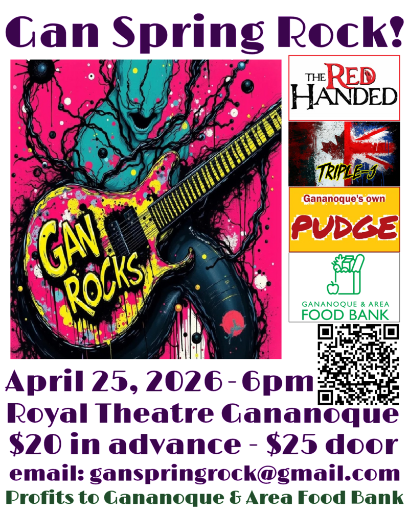 Gan Spring Rock 2026: Triple-J, The Red Handed, Pudge, MC Shanski, Gretchen Huntley @ Royal Theatre Thousand Islands Apr 25 2026 - May 2nd @ Royal Theatre Thousand Islands