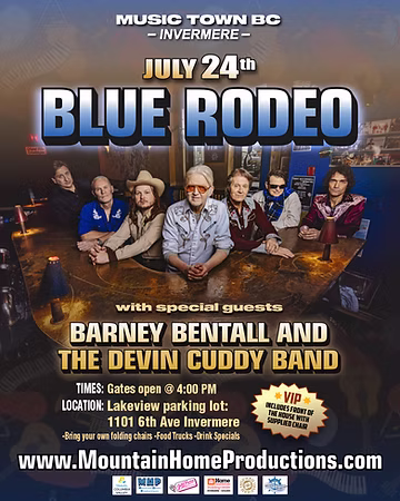 Blue Rodeo with Special Guests Barney Bentall & Devin Cuddy - May 6th @ Lakeview Parking Lot