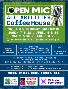 All-Abilities Open Mic Coffee House - Jun 28th @ SJ Willis School Building, 923 Topaz