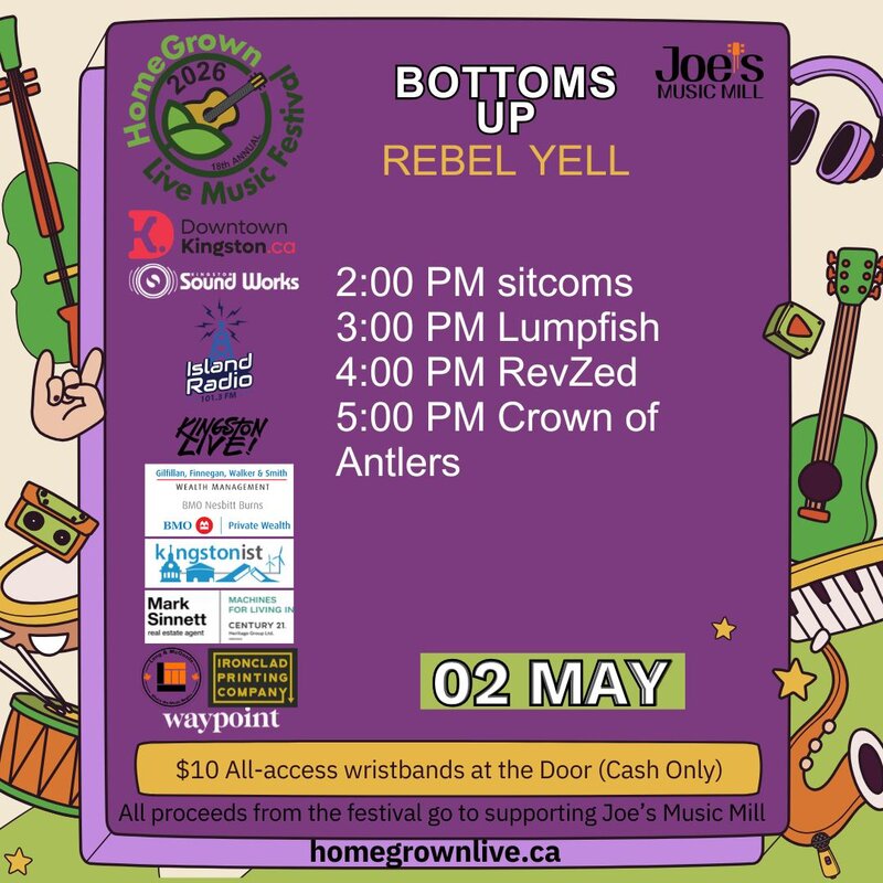 HomeGrown Live Music Festival: Sitcoms, Lumpfish , RevZed, Crown of Antlers @ Bottoms Up Lounge & Club - May 02, 2026