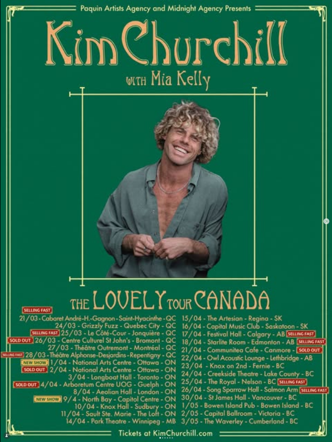 Kim Churchill with Mia Kelly: The Lovely Tour Canada - May 12th @ Knox on 2nd