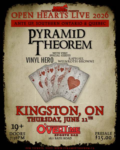 Open Hearts Live 2026: Pyramid Theorem, Vinyl Hero, Raphael Weinroth-Browne @ Overtime Sports Bar Jun 11 2026 - May 2nd @ Overtime Sports Bar