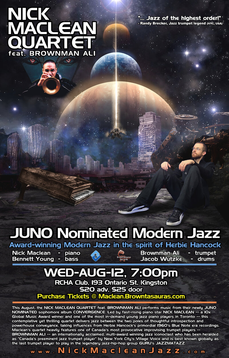Nick Maclean Quartet , Brownman @ The Club at the R.C.H.A. Aug 12 2026 - May 6th @ The Club at the R.C.H.A.