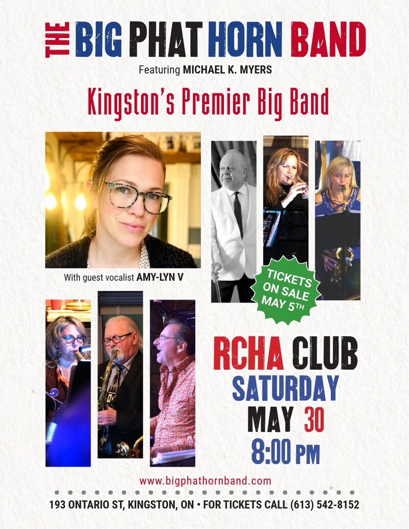 The Big Phat Horn Band, Amy-Lynn V @ The Club at the R.C.H.A. May 30 2026 - May 5th @ The Club at the R.C.H.A.