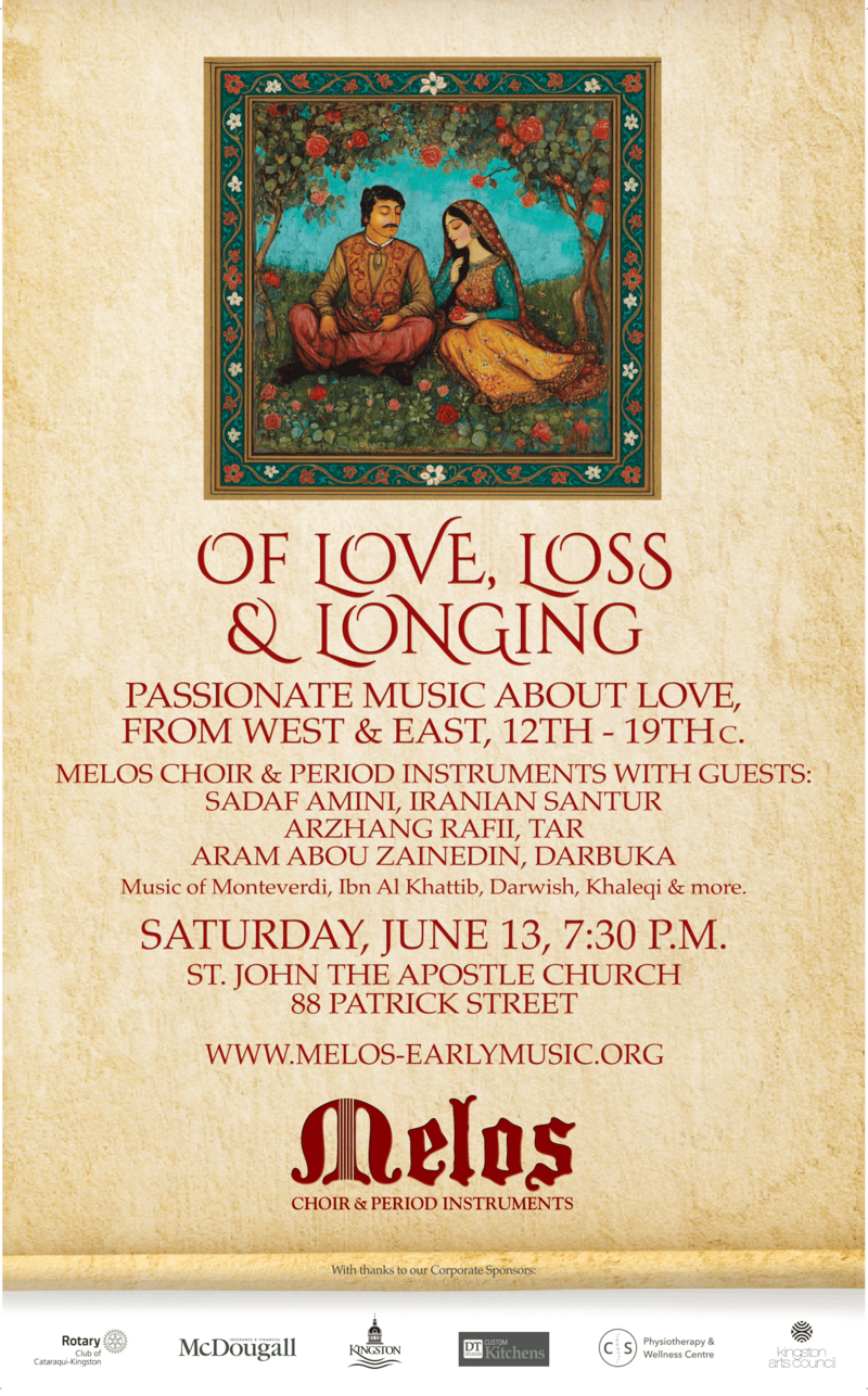 Of Love, Loss & Longing: Melos Choir, Sadaf Amini, Arzhang Rafii, Aram Abou Zainedin @ St. John the Apostle Church Jun 13 2026 - May 5th @ St. John the Apostle Church
