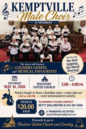 Kemptville Male Choir @ Westport United Church May 16 2026 - May 31st @ Westport United Church