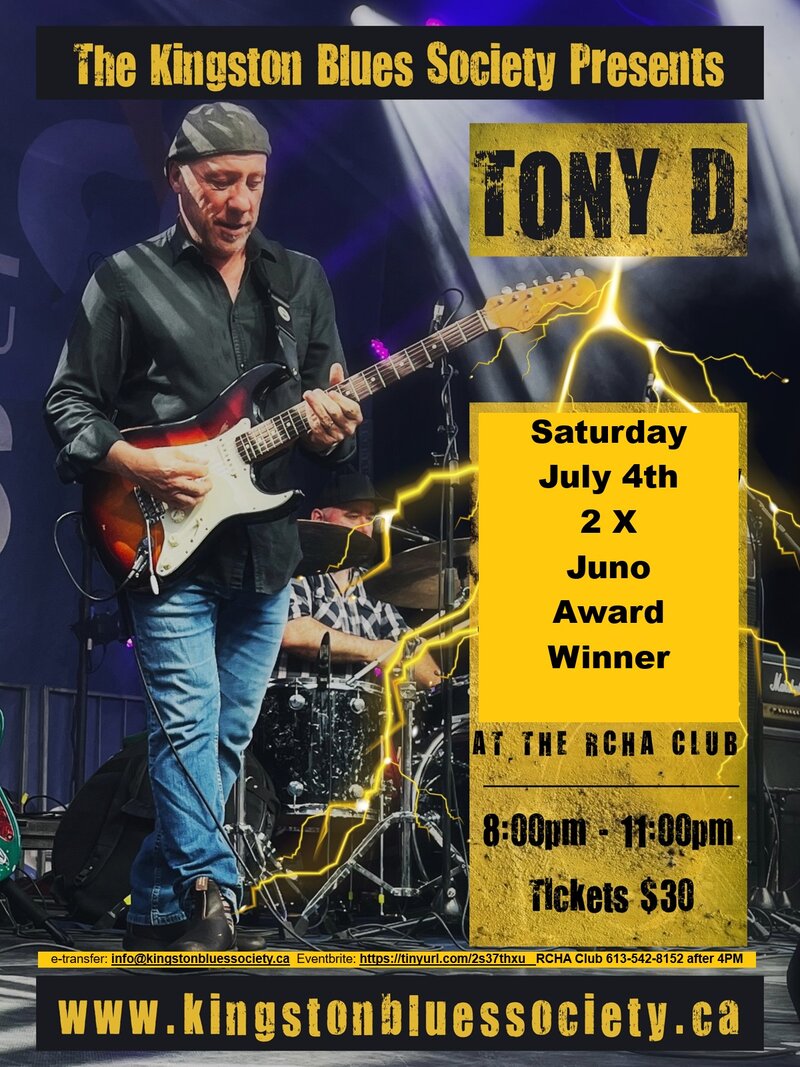 The Tony D Band @ The Club at the R.C.H.A. Jul 4 2026 - Jun 3rd @ The Club at the R.C.H.A.