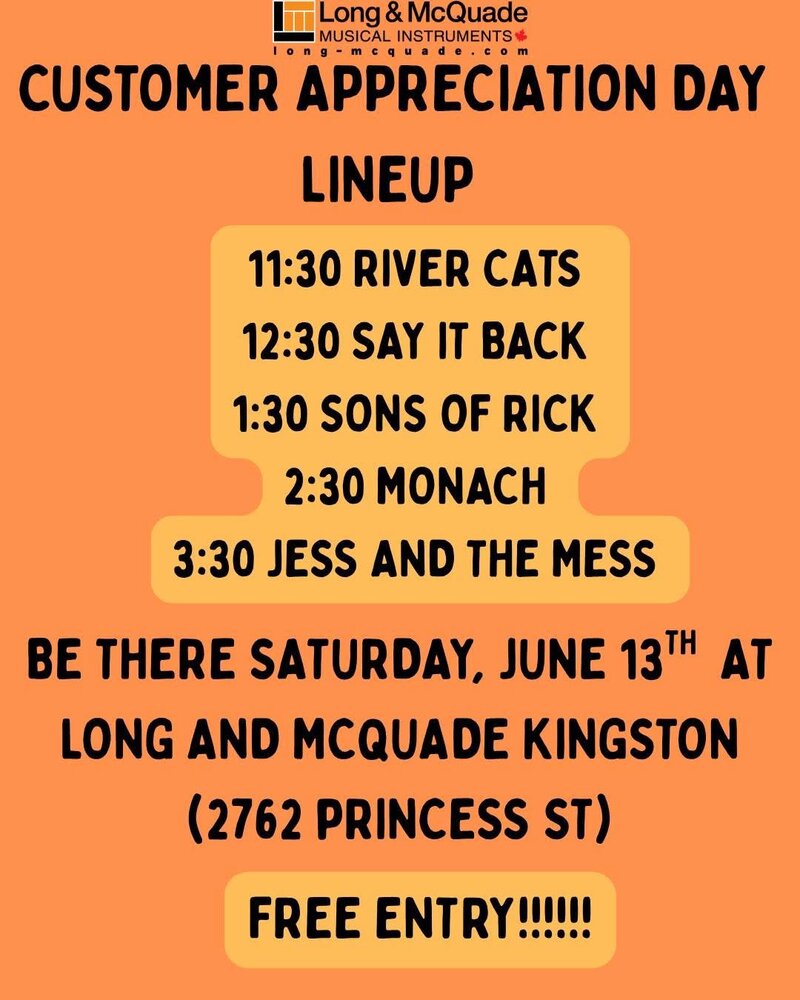 Jess and The Mess, Monach, Sons of Rick, SayitBack, River Cats @ Long & McQuade Jun 13 2026 - Jun 5th @ Long & McQuade