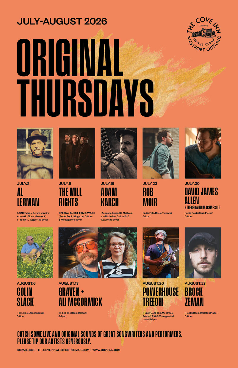 Original Thursdays: David James Allen & The Growing Machine @ The Cove Inn Jul 30 2026 - Jun 21st @ The Cove Inn
