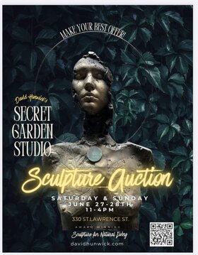 Secret Garden and Studio exhibition and silent auction - Jul 4th @ Sculpture Studio, 330 St. Lawrence Street, Victoria