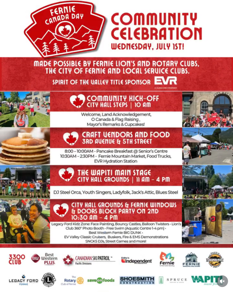 Fernie Canada Day - Jun 28th @ City Hall Grounds