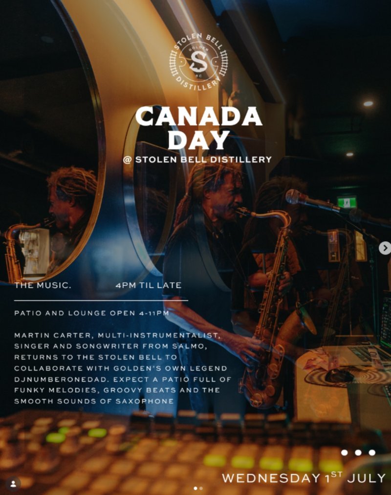 Canada Day at Stolen Bell with Martin Carter & #1 DAD - Jun 28th @ Stolen Bell Distillery