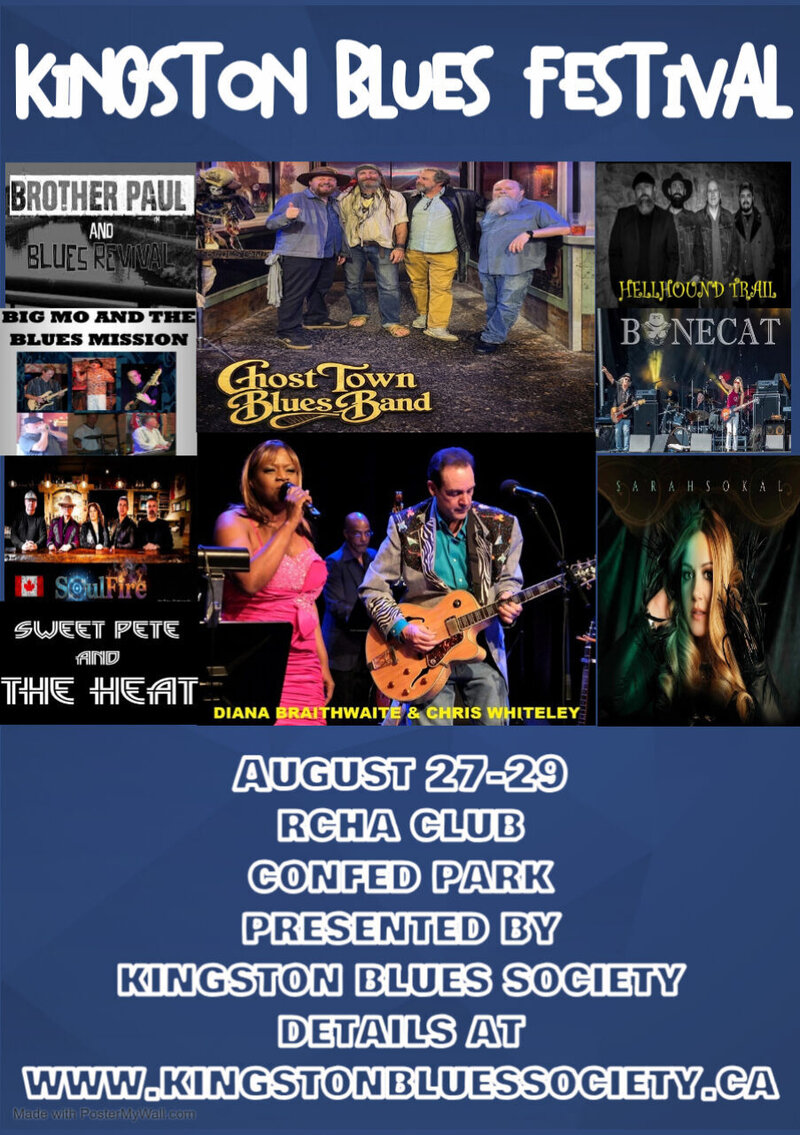 Kingston Blues Festival: Riley & Riley, Big Mo & The Blues Mission, Hellhound Trail @ The Club at the R.C.H.A. Aug 27 2026 - Jun 29th @ The Club at the R.C.H.A.