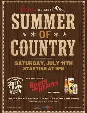 Summer of Country: Scott Owen @ The Grizzly Grill Jul 11 2026 - Jul 18th @ The Grizzly Grill