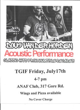 TGIF: Doug van der Horden @ Army Navy Air Force (ANAF) Unit 377 Jul 17 2026 - Jul 30th @ Army Navy Air Force (ANAF) Unit 377