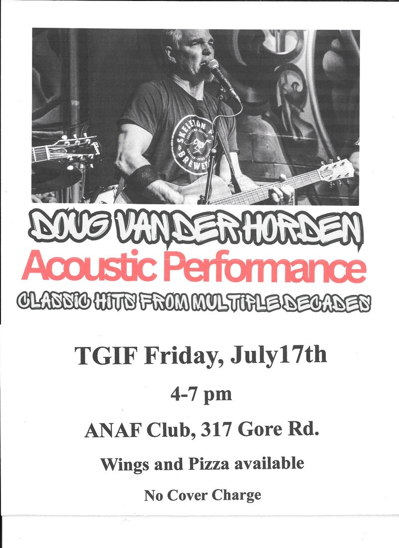 TGIF: Doug van der Horden @ Army Navy Air Force (ANAF) Unit 377 Jul 17 2026 - Jul 8th @ Army Navy Air Force (ANAF) Unit 377